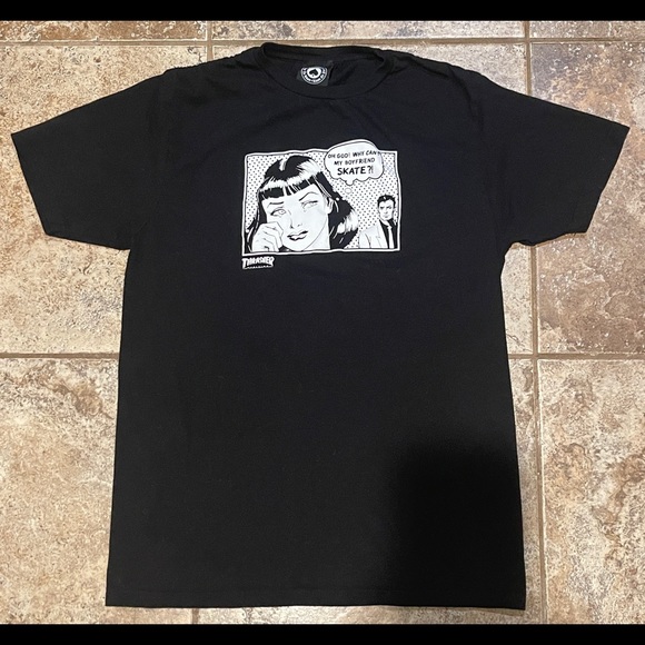 Thrasher Tops - Thrasher, Medium, Black Shirt